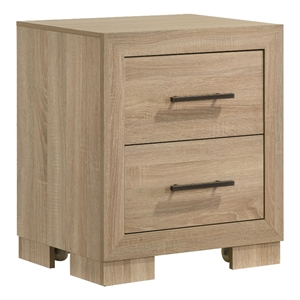 Pemberly Row 2-Drawer Bedroom Nightstand with Casters in Light Oak