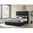 Pemberly Row Genuine Leather Eastern King Platform Bed in Black