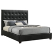 Pemberly Row Genuine Leather Eastern King Platform Bed in Black