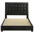 Pemberly Row Genuine Leather Eastern King Platform Bed in Black