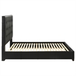Pemberly Row Genuine Leather Eastern King Platform Bed in Black