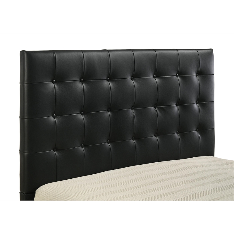 Pemberly Row Genuine Leather Eastern King Platform Bed in Black