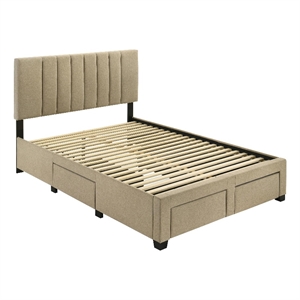 Pemberly Row 4-Drawer Fabric Upholstered Full Storage Bed in Brown