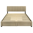 Pemberly Row 4-Drawer Fabric Upholstered Eastern King Storage Bed in Brown