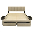 Pemberly Row 4-Drawer Fabric Upholstered Eastern King Storage Bed in Brown