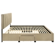 Pemberly Row 4-Drawer Fabric Upholstered Eastern King Storage Bed in Brown