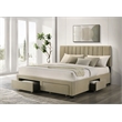 Pemberly Row 4-Drawer Fabric Upholstered Eastern King Storage Bed in Brown