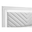 Pemberly Row Faux Leather Eastern King LED Panel Bed in White High Gloss