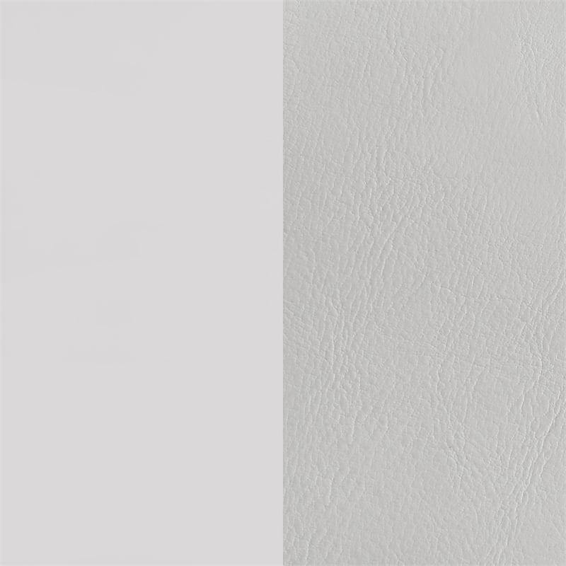 Pemberly Row Faux Leather Eastern King LED Panel Bed in White High Gloss