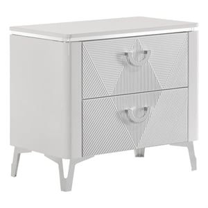 Pemberly Row 2-Drawer Nightstand Bedside Table in White High Gloss