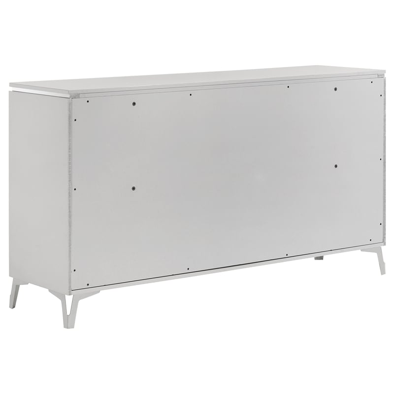 Pemberly Row 5-Piece Eastern King LED Bedroom Set in White High Gloss