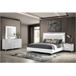 Pemberly Row 4-Piece Eastern King LED Bedroom Set in White High Gloss