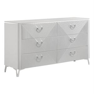 Pemberly Row 6-Drawer Bedroom Dresser Cabinet in White High Gloss
