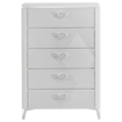 Pemberly Row 5-Drawer Contemporary Bedroom Chest in White High Gloss