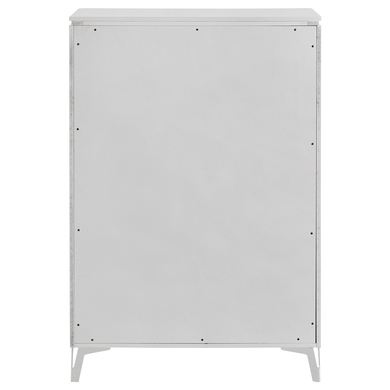 Pemberly Row 5-Drawer Contemporary Bedroom Chest in White High Gloss