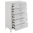 Pemberly Row 5-Drawer Contemporary Bedroom Chest in White High Gloss