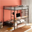 Pemberly Row Steel Full Over Twin Workstation Bunk Bed in Black