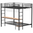 Pemberly Row Steel Full Over Twin Workstation Bunk Bed in Black