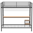 Pemberly Row Steel Full Over Twin Workstation Bunk Bed in Black