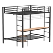 Pemberly Row Steel Full Over Twin Workstation Bunk Bed in Black
