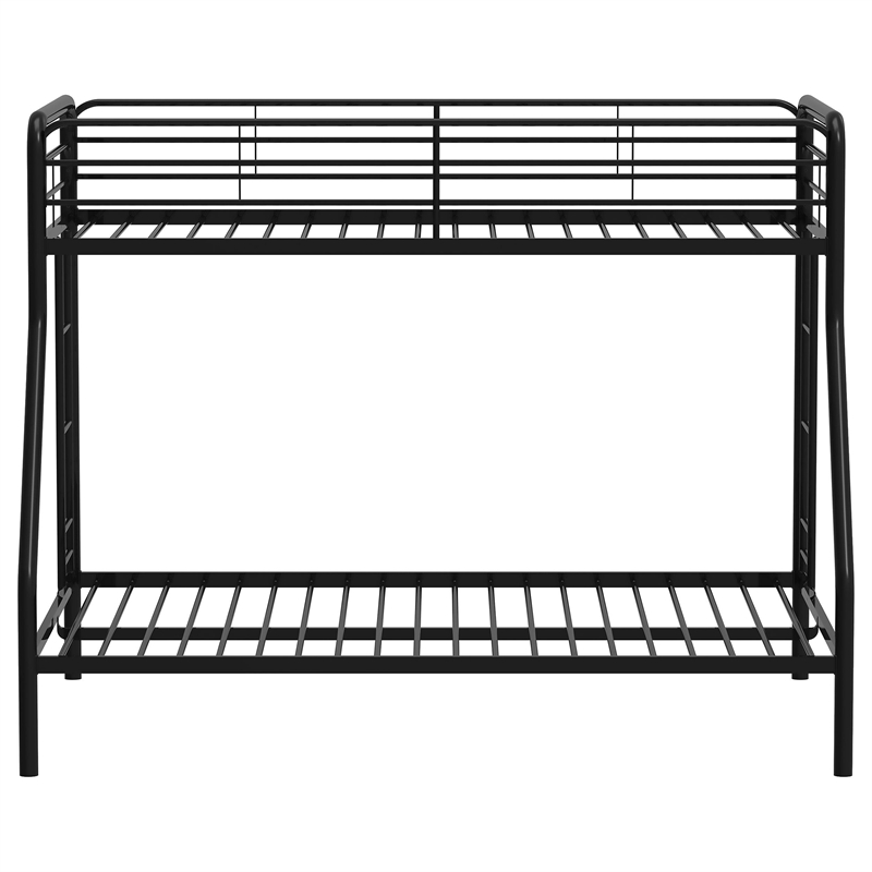 Pemberly Row Transitional Steel Twin Over Full Bunk Bed in Glossy Black