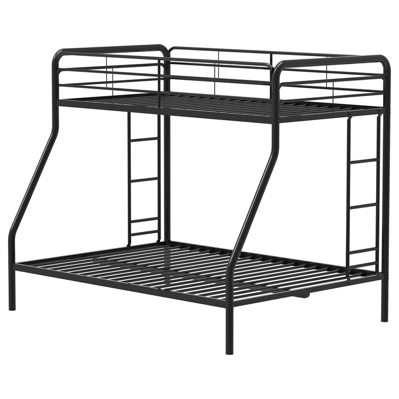 Pemberly Row Transitional Steel Twin Over Full Bunk Bed in Glossy Black