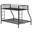 Pemberly Row Transitional Steel Twin Over Full Bunk Bed in Glossy Black