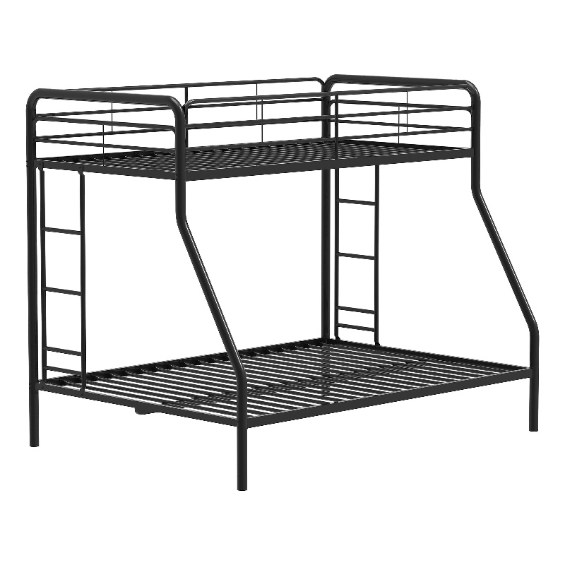 Pemberly Row Transitional Steel Twin Over Full Bunk Bed in Glossy Black