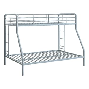 Pemberly Row Transitional Steel Twin Over Full Bunk Bed in Glossy Silver