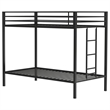 Pemberly Row Steel Twin Over Twin Bunk Bed with Ladder in Black