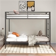 Pemberly Row Steel Twin Over Twin Bunk Bed with Ladder in Black