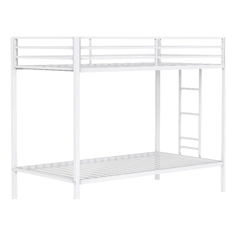 Pemberly Row Steel Twin Over Twin Bunk Bed with Ladder in White
