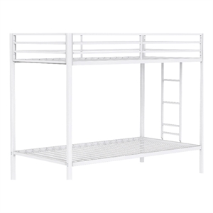 Pemberly Row Steel Twin Over Twin Bunk Bed with Ladder in White