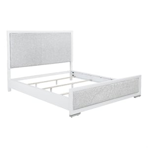 Pemberly Row 57&quot Upholstered California King Panel Bed in Gray and White