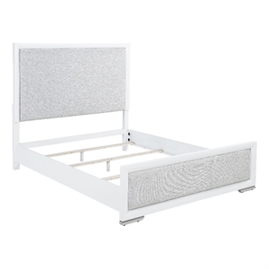 Pemberly Row 57&quot Upholstered Queen Panel Bed in Gray and White