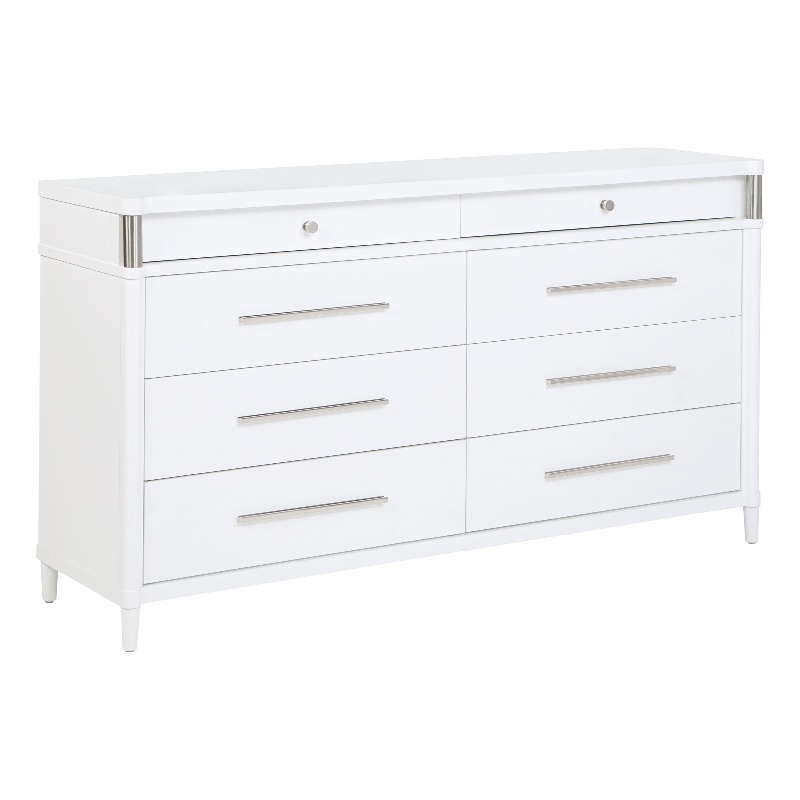 Pemberly Row 8-Drawer Contemporary Bedroom Dresser Cabinet in White