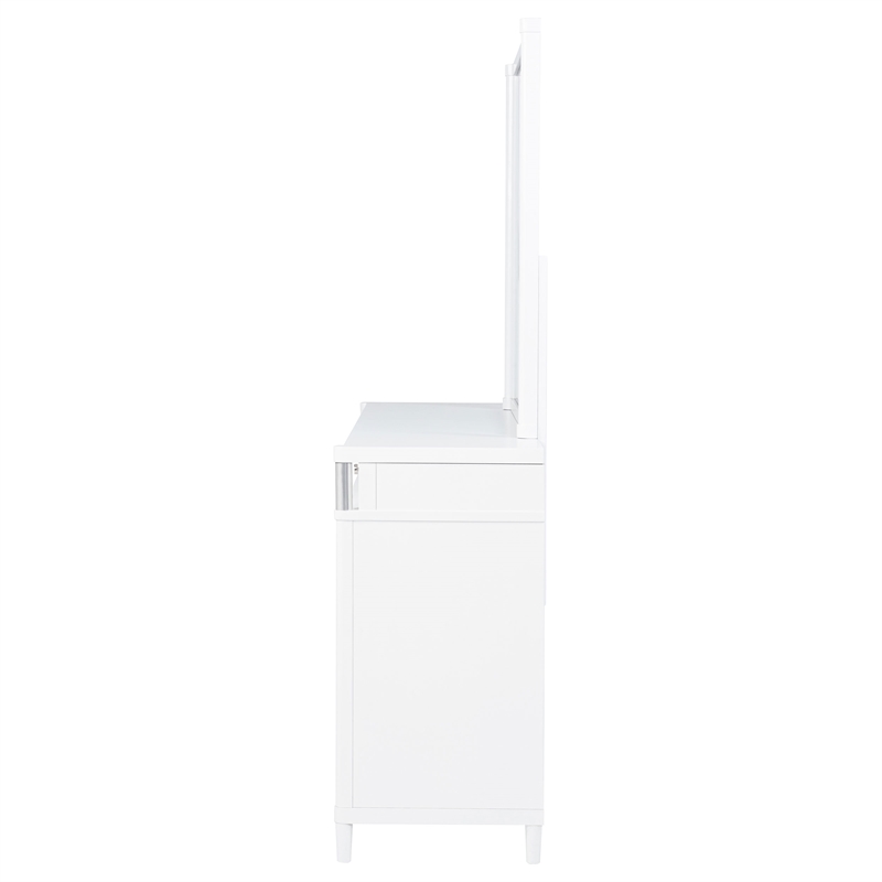 Pemberly Row 8-Drawer Contemporary Bedroom Dresser with Mirror in White