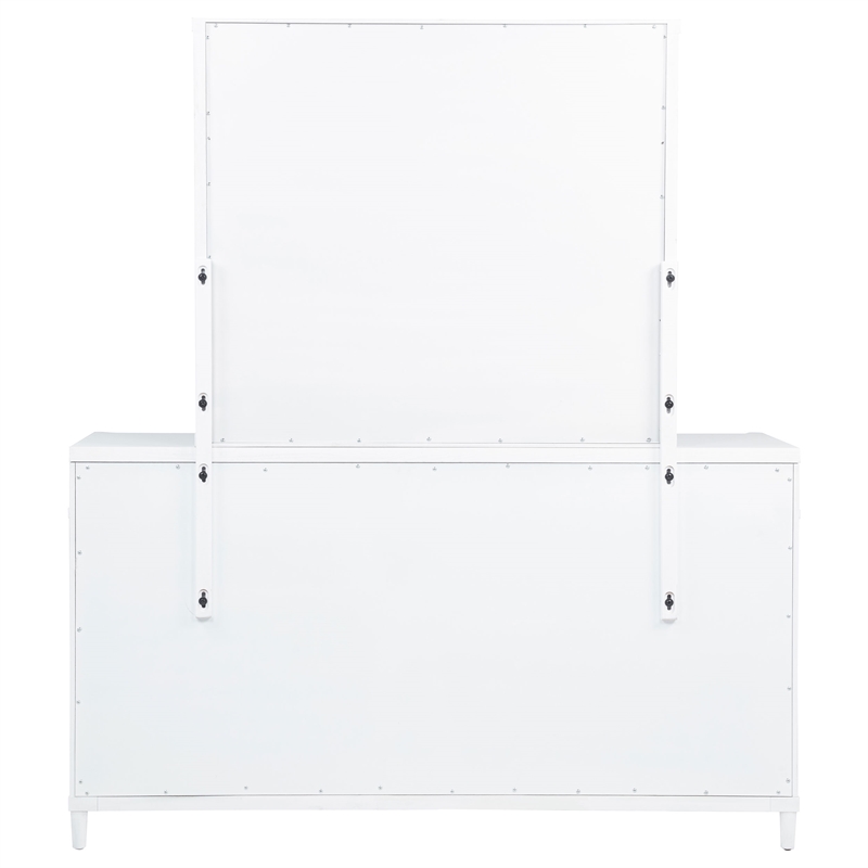 Pemberly Row 8-Drawer Contemporary Bedroom Dresser with Mirror in White