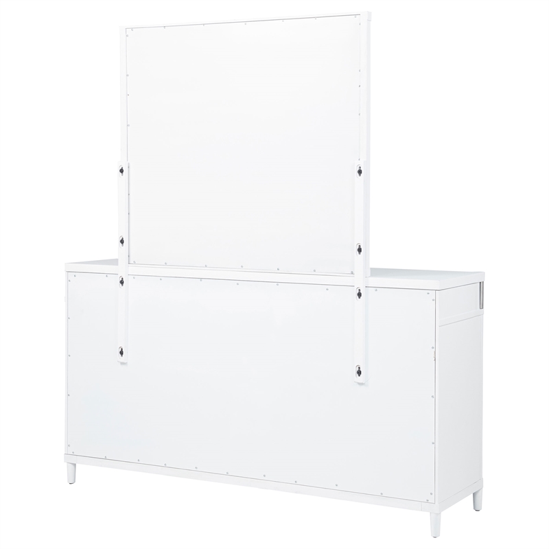 Pemberly Row 8-Drawer Contemporary Bedroom Dresser with Mirror in White