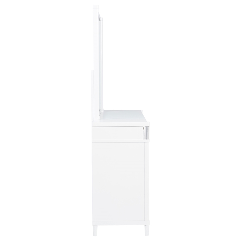 Pemberly Row 8-Drawer Contemporary Bedroom Dresser with Mirror in White