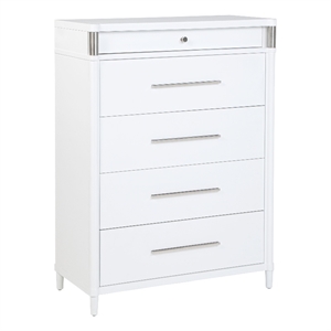 Pemberly Row 5-Drawer Tall Contemporary Bedroom Chest in White