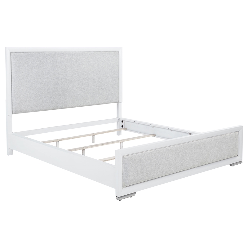 Pemberly Row 4-Piece California King Bedroom Set in White and Light Gray