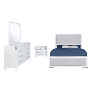 Pemberly Row 4-Piece California King Bedroom Set in White and Light Gray