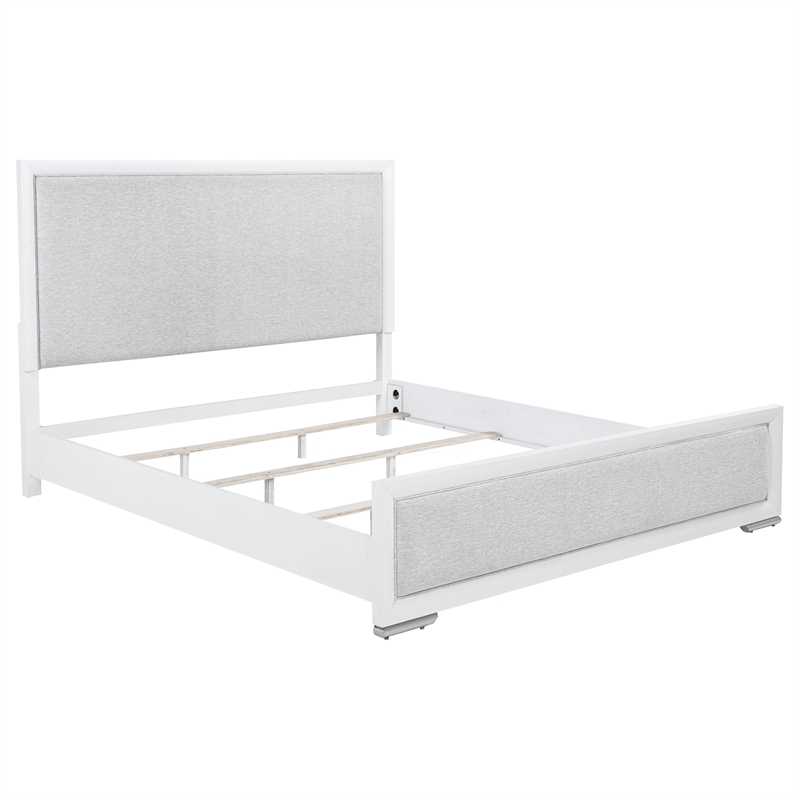 Pemberly Row 5-Piece Eastern King Bedroom Set in White and Light Gray