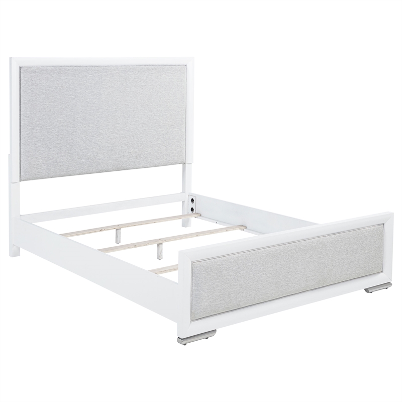 Pemberly Row 4-Piece Queen Bedroom Set in White and Light Gray