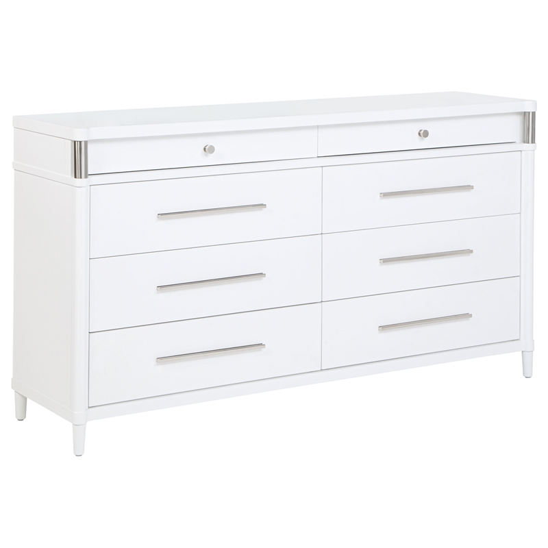 Pemberly Row 5-Piece Queen Bedroom Set in White and Light Gray