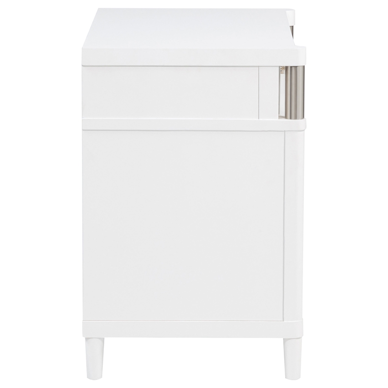 Pemberly Row 3-Drawer Contemporary Nightstand Bedside Table in White