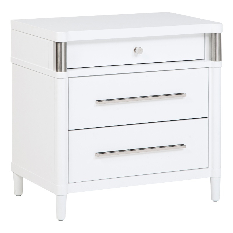 Pemberly Row 3-Drawer Contemporary Nightstand Bedside Table in White