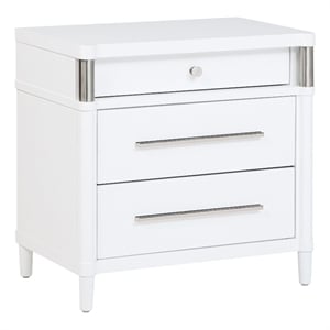 Pemberly Row 3-Drawer Contemporary Nightstand Bedside Table in White