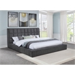 Pemberly Row Upholstered Fabric California King Panel Platform Bed in Gray